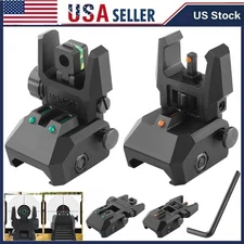 Tactical Folding Back Up Iron Sight Flip Up Sights Front & Rear Picatinny Rail