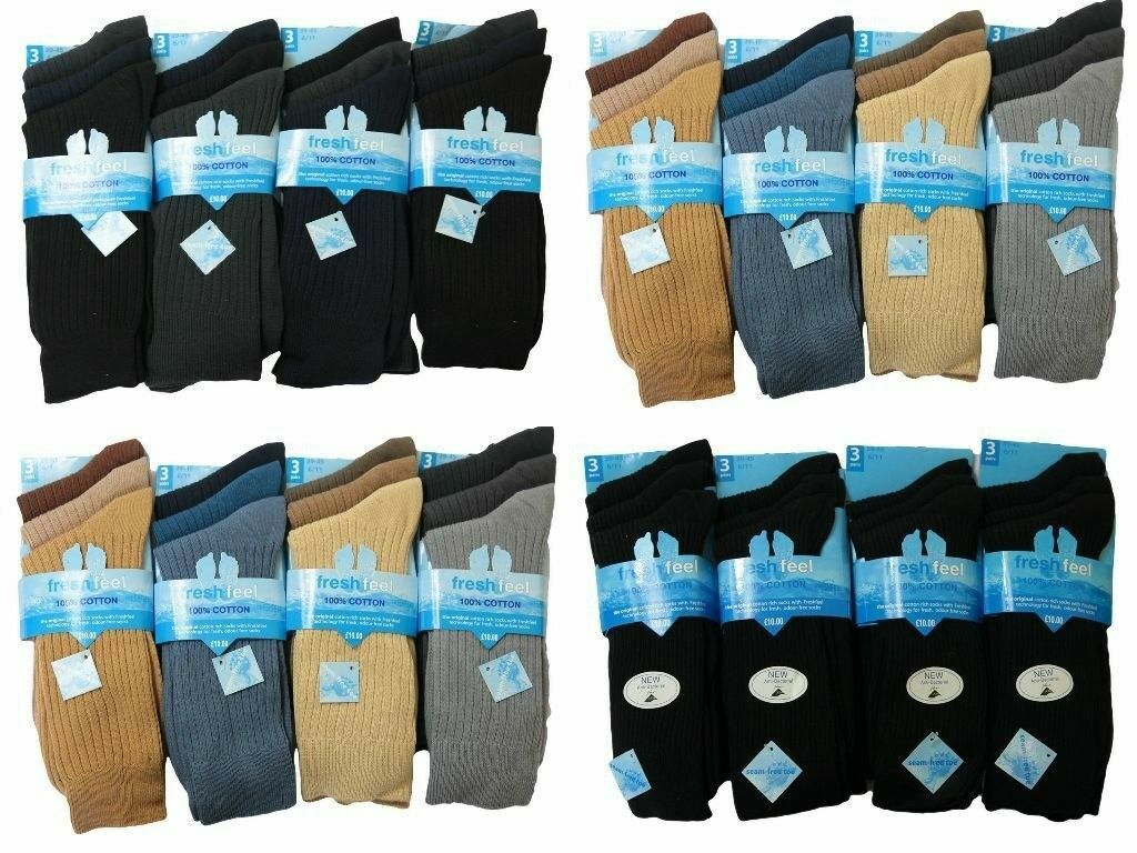 Lotto CALZINI UOMO A COSTINE 100% COTONE SENZA CUCITURE RICCHI DA LAVORO TUTTI I GIORNI UK 6 11 M 533