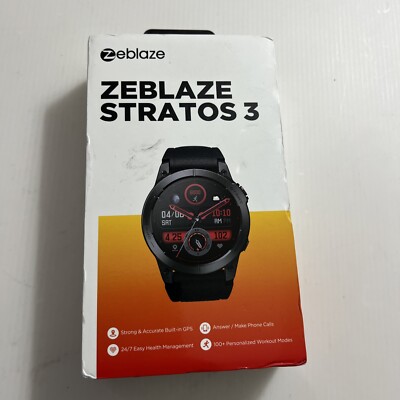 NEW Zeblaze Stratos 3 Pro Smart Watch Fitness 1.43 HD AMOLED  Built-in GPS Black