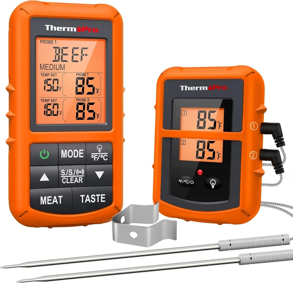 Wireless Meat Thermometer for Smoker BBQ Grill with 500FT Remote Range and Timer