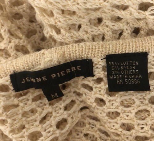 Jeanne Pierre Bohemian Crochet Loose Knit Size M Long Sleeve Gold Metallic - Picture 7 of 8
