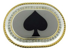 Ace of Spade Lucky Las Vegas Casino Bling Iced Style Gold Metal New Belt Buckle