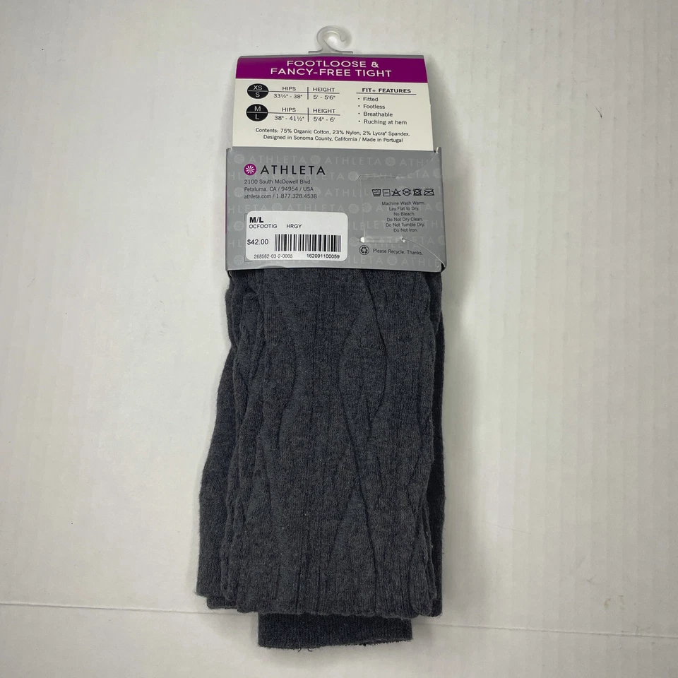 Medias Athleta sueltas y elegantes libres M/L gris tejido sin pies transpirable algodón + Foto 2 de 4