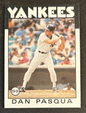 1986 Topps Dan Pasqua Baseball Rookie Card (RC) #259 Yankees DH-OF VG O/C. rookie card picture