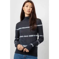 Rails Blouse Top Iris Tie Dye Mock Neck Knit Midnight White Size Small