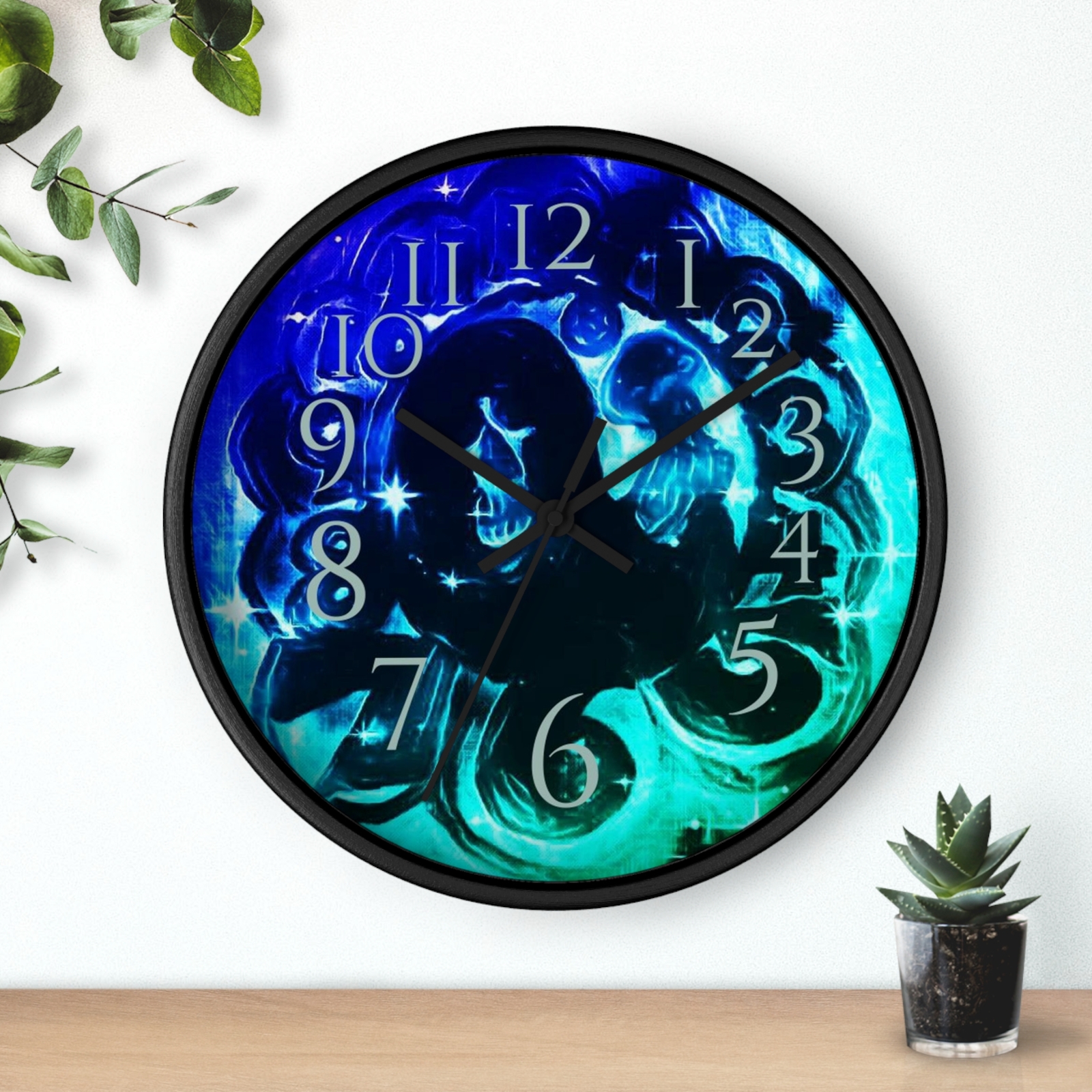Gothic Original Artwork Grim Reaper skulls death God of Death Witchy Wall Clock