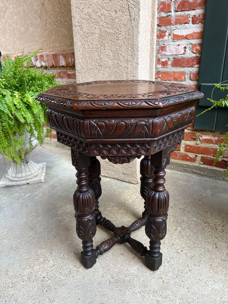 PETITE Antique French Octagon Center Side TABLE Side End