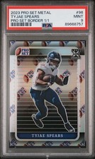 Tyjae Spears 2023 Leaf Pro Set Metal ROOKIE #96 1/1 Pro Set Border PSA 9 XRC