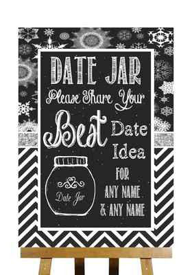 Kreide Winter Weihnachten Datum Glas Botschaften personalisiert Hochzeit Schild
