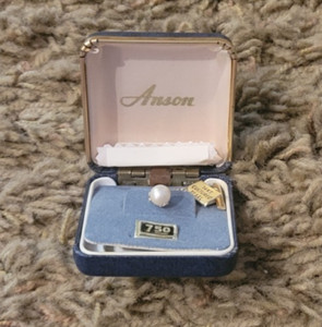 Vintage Anson Tie Tack with 14K Cultured Pearl and Chain (with Box)