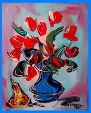 BOUQUET PEAR VASE ABSTRACT   ABSTRACT  ORIGINAL OIL Painting  Stretched  GWERG