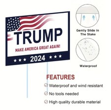TRUMP 2024 Make America Great Again 12.4  x16.7" YARD SIGN WITH STAKE