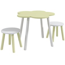 ZONEKIZ Set Tavolo e Sedie per Bambini 3 Pezzi in MDF e Legno di Pino