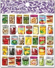 Violette Stickers 2 Sheets Mini Cans Jars Food Lemons Peas Fruit Cookies Peppers