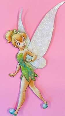 TINKERBELL hand cut, glittered 3d paper pieced tink pixie dust peter pan disney