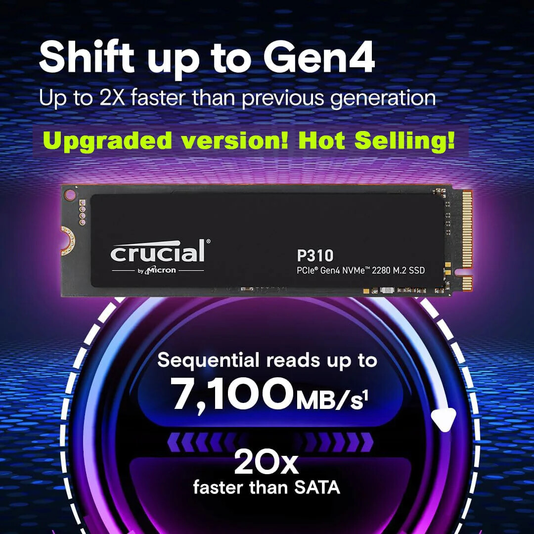 1TB 500GB PCIe Gen4 3D NAND NVMe M.2 2280 SSD, up to 5000MB/s Solid State 