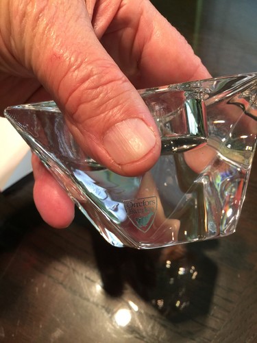 orrefors sweden diamond crystal votive candle holder - sticker &