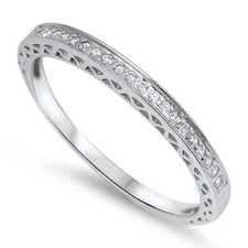 Sterling Silver Womans Clear CZ Eternity Ring Beautiful 925 Band 2mm Sizes 4-10