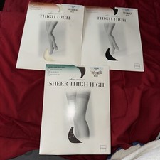 Lot Of 3 Vintage JCPenney Sheer Caress Thigh High Lace Top Pantyhose Long Mixed