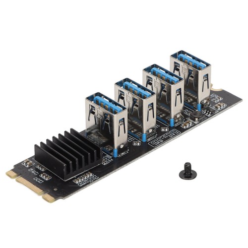 M.2 NVME To PCIE 1X Riser Card M.2 NVME To 4 Ports PCIE 1X USB 3.0 Heat Diss Fit - Picture 18 of 22