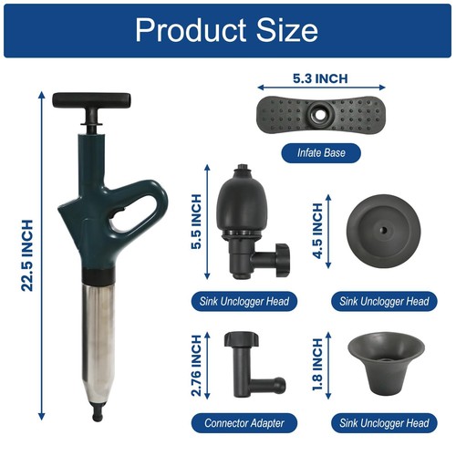 Toilet Plunger High Pressure Toilet Air Drain Blaster Plunger clog remover fo... - Picture 2 of 7
