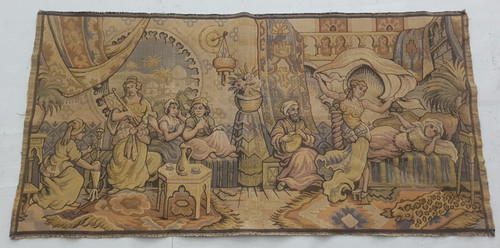 Vintage French Elegant Arabian Belly dance Scene Wall Hanging Tapestry 96x48 cm