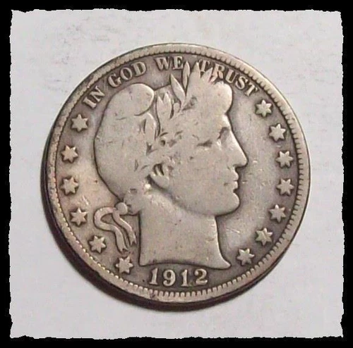 1912-P BARBER HALF DOLLAR  Original Sharp  VG+  #15D11
