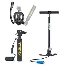 Trimix 10Min Mini 0.5L Scuba Diving Lung Tank Snorkeling Mask Hand Pump FullKit