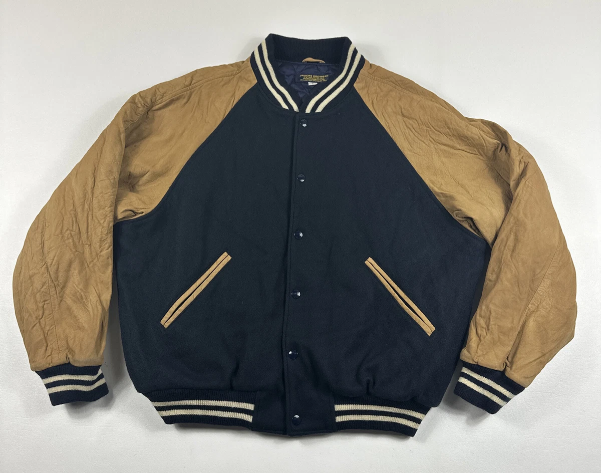 Vintage Brooks Brothers Varsity Jacket Large Leather Wool Collegiate USA Men's