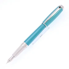 S.T.Dupont Fountain Pen Line D Guilloche aquamarine lacquer Metal Nib M 14K