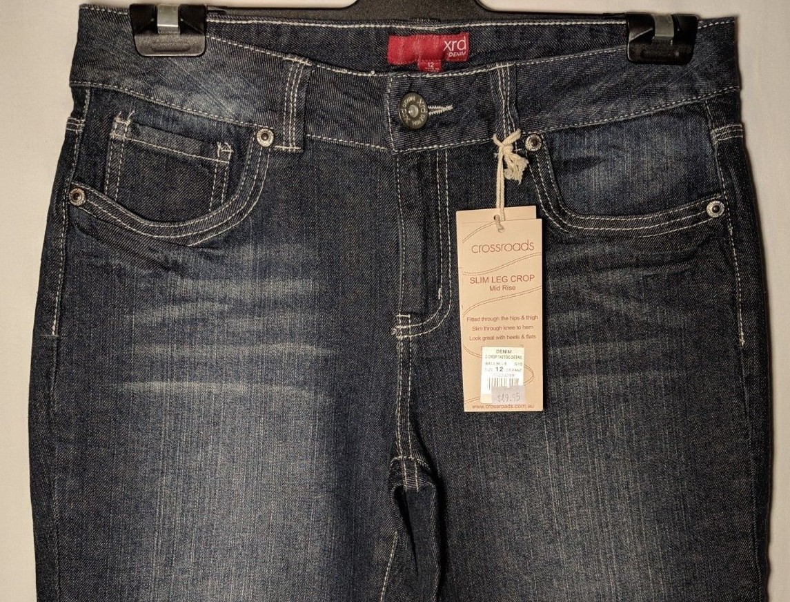 WOMEN'S XRD JEANS CROP SLIM STRETCH BLUE SIZE 12 LEG 19