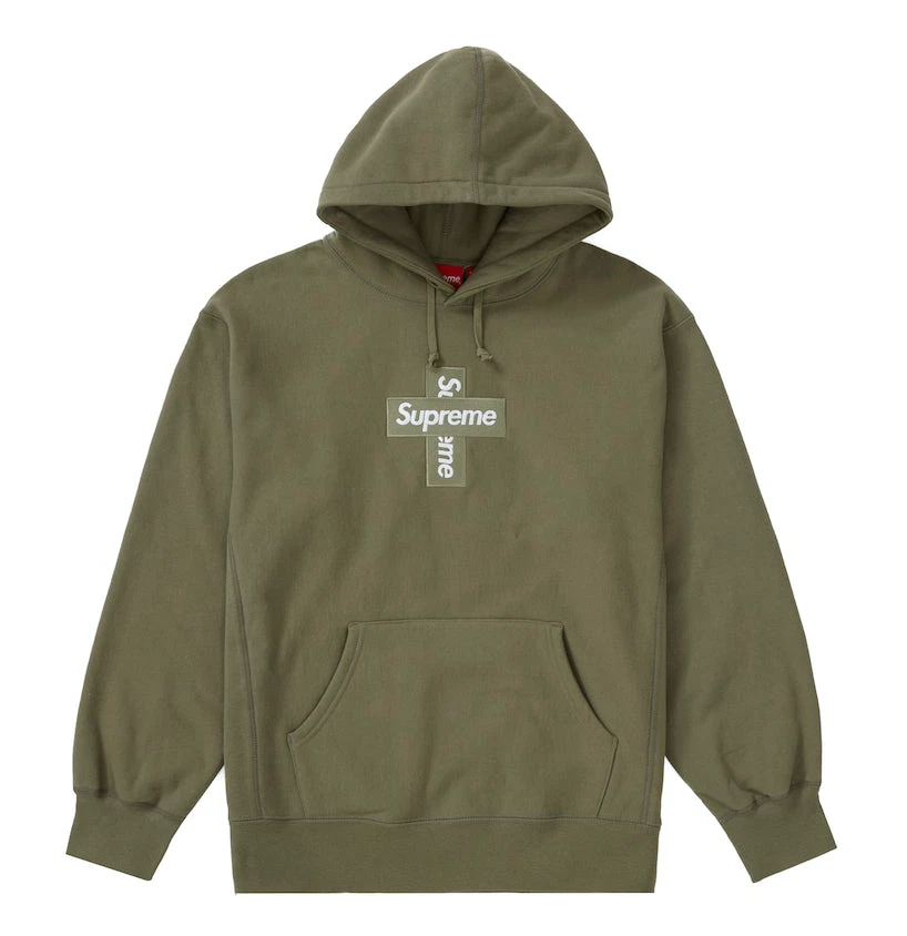 Supreme Cross Box Logo Hoodie Olive Green bogo sold out MEDIUM