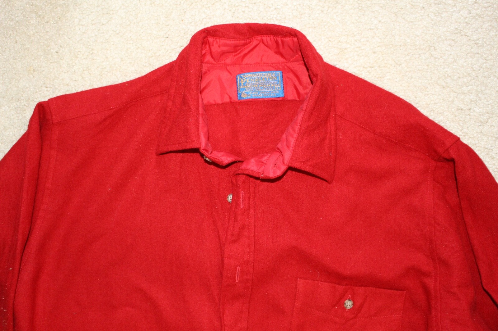MEN'S LARGE Pendleton Red Wool Button Up Brown Su… - image 2