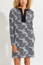 Coolibar Women's Shoreside Swim Cover-Up Dress Black Paradise Palm X-Large