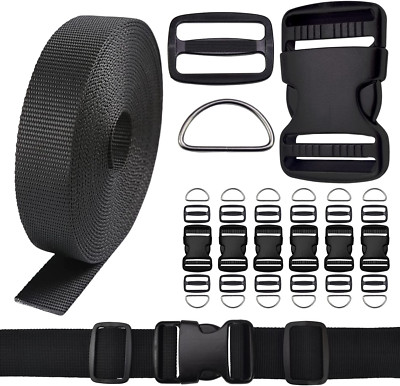 3/4 Inch Buckles Straps Set 6 Yards 3/4 Inch Black Nylon Webbing Strap 6 Pcs Pl