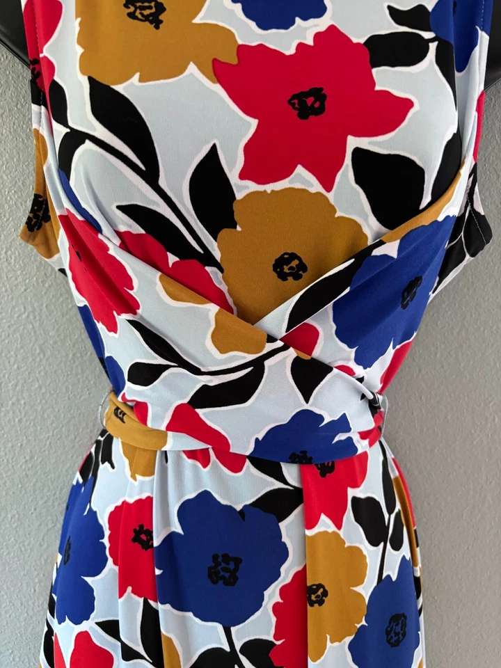 Motherhood Maternity Sleeveless Stretchy Wrap Tie Belt Sundress Size Medium - Image 2 of 4