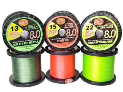 0,0958€/m WFT KG 8.0 geflochten Angelschnur 1 VE=50m grün rot chartreuse gelb
