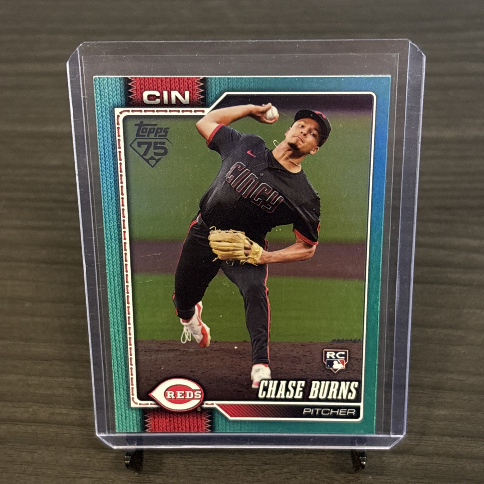2026 Topps Series 1 Chase Burns Aqua Rainbow Foil RC Reds #312 SP