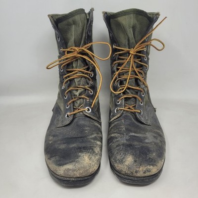 Vintage Belleville Boots 12R Green Black Leather Combat Military Jungle Vietnam Vintage Vietnam War era US Army M-1966 Tropical Jungle  main image 4