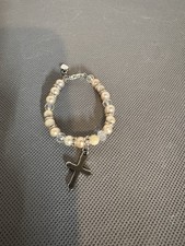Brand New Girls Cross/Pearl/Crystal Bracelet 6 Inches