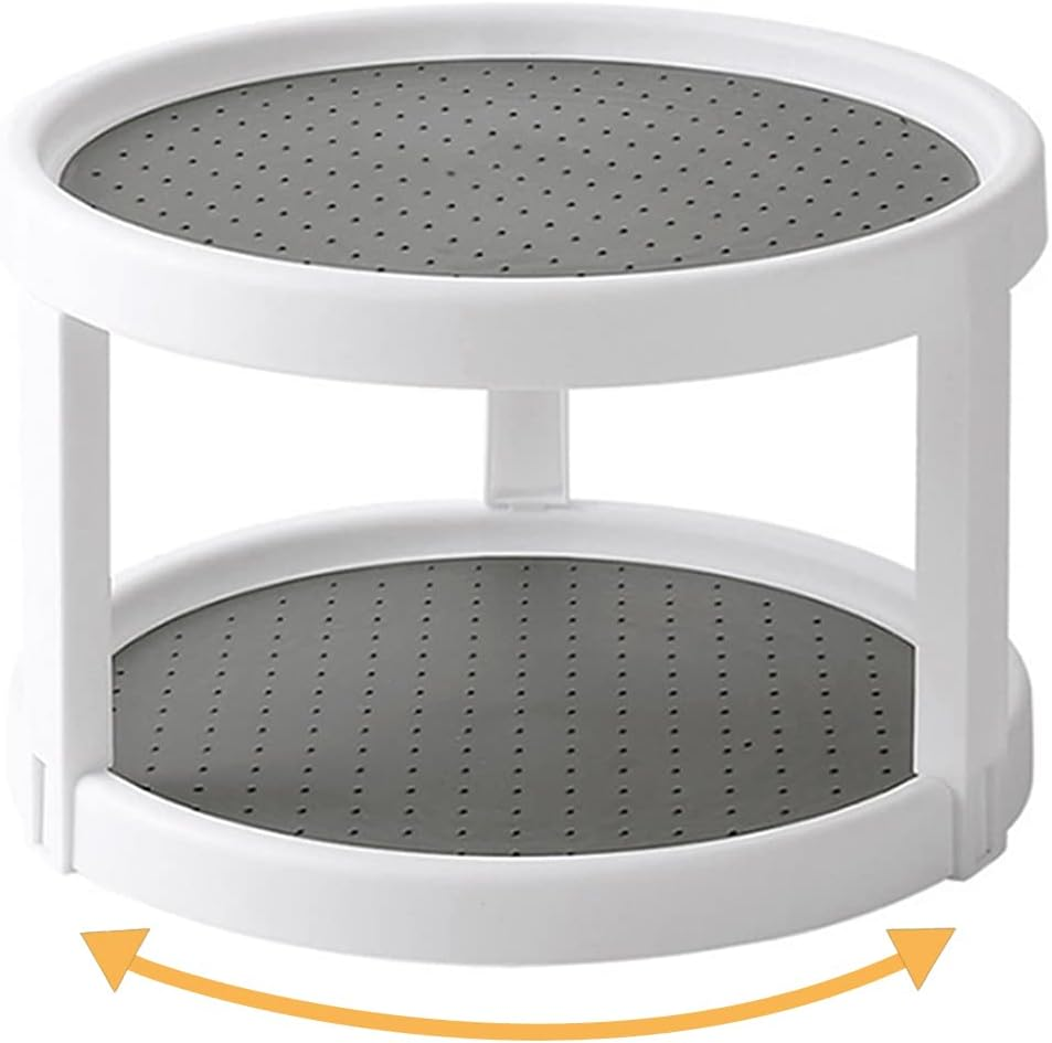 Lazy Susan Organizer, 2 Tier Non Skid Spice Rack Turntable,360 Degree Rotating S