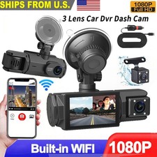 Dash Cam Car Dual Lens HD 1080P Front/Rear/Inside Video Recorder Camera G-Sensor