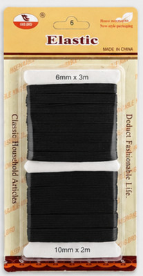6 mm Flachnähen Gummizug Schwarz Weiß Gewebt Stretch Bund Borte