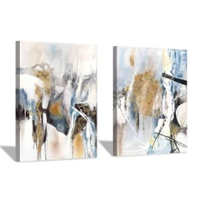 Abstract Canvas Wall Art Picture: Multicolor Print Painting Artwork for Bathr...