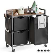 Mondeer Laundry Hamper w/ Compartments & 4 Wheels for Bedroom Bathroom 100L/150L