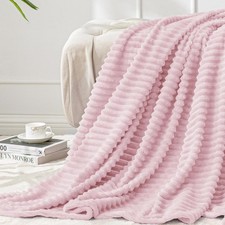 BEDELITE Fleece Throw Blanket for Couch   3D Ribbed Jacquard Soft and Warm De...