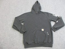 Carhartt Hoodie Mens Small Black Loose Fit Sleeve Logo Fleece Workwear Pullover