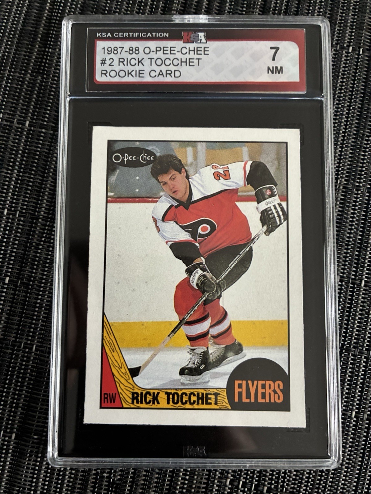 1987/88 O-PEE-CHEE  HOCKEY #2 - RICK TOCCHET ROOKIE CARD - KSA 7 (NM)
