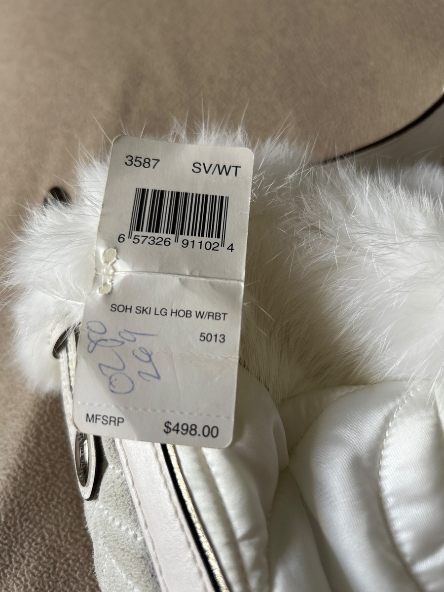 White Authentic Coach Quilted Purse-Fur Trim-Dust Bag-G05K-3587