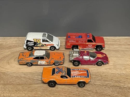 Vintage Hot Wheels Blackwall Lot General Lee ERTL, Dixie Challenger, Fire Truck